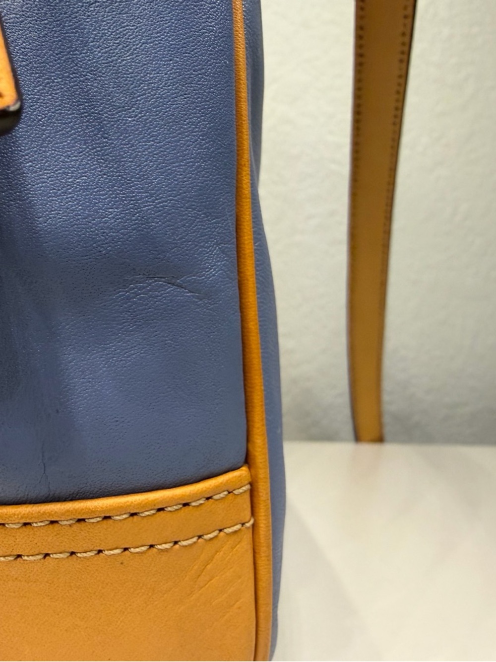 Coach Colorblock Leather Crossbody Bag in Coral, Blue & Tan- VINTAGE - Picture 7 of 13